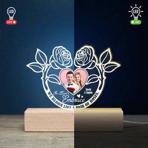 Personalized Gifts For Couple 3D Led Light In Love's Embrace We Bloom Like A Pair Of Roses - Led Night Light - GoDuckee