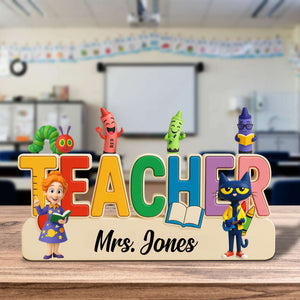 Teacher Book Character Acrylic Plaque - Personalized Gifts For Teacher 04NATN070525 - Shaped Plaques - GoDuckee