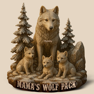 Personalized Gifts For Mama Wolf Acrylic Plaque Mama's Wolf Back 04XQQN030425 - Shaped Plaques - GoDuckee