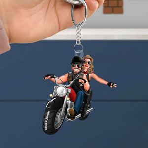 Personalized Biker Couple Keychain Riding Couple - Keychains - GoDuckee