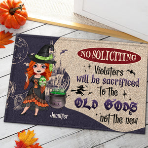 No Soliciting, Gift For Witch Lover, Personalized Doormat, Witchcraft Door Mat, Halloween Gift - Doormat - GoDuckee