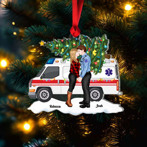 Gift For EMS Workers, Couple Gift, Personalized Acrylic Ornament, EMS Couple Ambulance Ornament. Christmas Gift - Ornament - GoDuckee