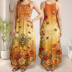 Cute Little Bee Suspender Maxi Dress - Personalized Gift For Grandma/ Mom 01PAQN200326 - Dress - GoDuckee