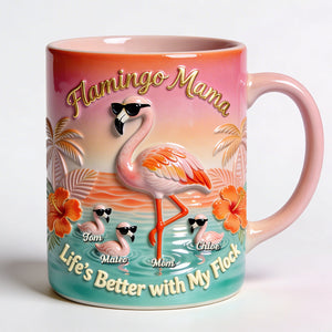 Flamingo Mom With Kids Accent Mug - Personalized Gifts For Mom 01pgdt040326 - Coffee Mug - GoDuckee