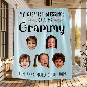 Custom Photo Gifts For Grandma Blanket My Greatest Blessings Call Me Grammy 03HUDT270225 - Blanket - GoDuckee