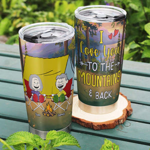 Personalized Gifts For Camping Couple Tumbler, Happy Campers Couple 01qhtn150125pa I Love You To The Mountains And Back - Tumbler Cup - GoDuckee