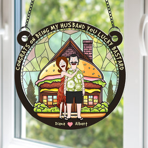 Personalized Gifts For Couple Suncatcher Ornament, Congrats On Being My Husband 01tgqn130225hg - Ornament - GoDuckee