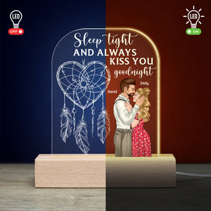 Sleep Tight And Always Kiss You- Personalized 3D Led Light- Couple Gift - Led Night Light - GoDuckee