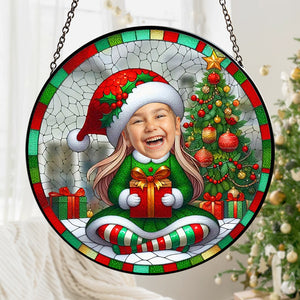 Custom Photo Gifts For Kids Christmas Stained Glass Suncatcher Ornament 03totn060924 - Ornament - GoDuckee