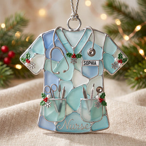 Sea Glass-Style Nurse Scrub Christmas Ornament - Personalized Christmas Gift For Nurse 01pgtn141026 - Ornament - GoDuckee