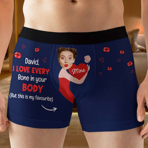 Funny Girlfriend Love Every Bone In Your Body, Men Boxer Briefs Upload Face Photo, Gift For Him - Boxer Briefs - GoDuckee