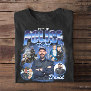 Proud Police Dad, Personalized Bootleg Shirt, Gift For Dad, Father's Day Gifts - Shirts - GoDuckee