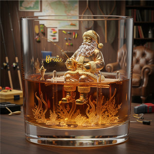Santa’s Fishing Time Drinking Glass - Personalized Gift For Fishing Lovers 01PALU211025 - Whiskey Glass - GoDuckee