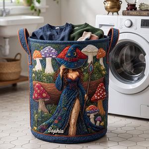 Mushroom Nature Alchemist Quilted Laundry Basket, Personalized Gifts For Witch 03qhtn220726