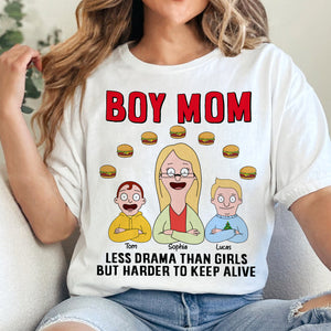 Personalized Gifts For Mom Shirt 04totn080325hg Boy Mom - Less Drama Than Girls But Harder To Keep Alive - Shirts - GoDuckee