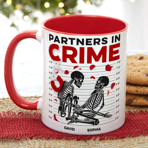 Partners In Crime-Gift For Couple-Personalized Wine Tumbler-Skull Funny Couple Wine Tumbler - Coffee Mug - GoDuckee