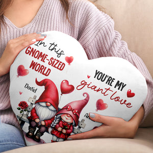 You're My Giant Love, Personalized Gnome Couple Heart-Shaped Pillow, Gift For Couple, Valentine's Gifts - Pillow - GoDuckee