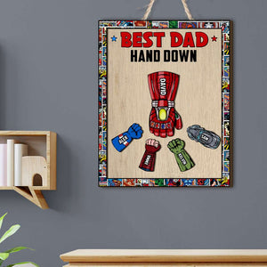 Personalized Gifts For Dad Wood Sign Best Dad Hand Down 02HUHN220224HA - Wood Signs - GoDuckee