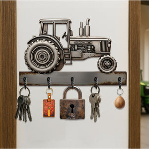 Tractor Key Hanger - Personalized Gifts For Tractor Lovers 05tglu260625 - Wood Sign - GoDuckee