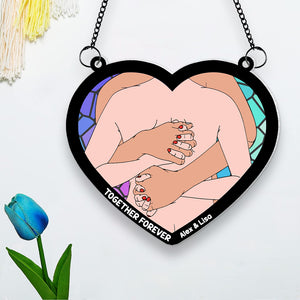 Personalized Gifts For Couple Suncatcher Window Hanging Ornament 031OHMH050624 - Ornaments - GoDuckee