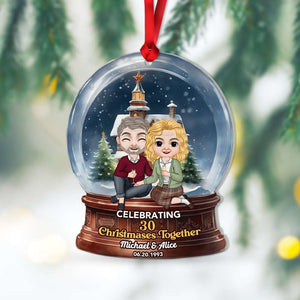 Celebrating Christmas Together, Couple Gift, Personalized Acrylic Ornament, Snowball Couple Ornament, Christmas Gift - Ornament - GoDuckee