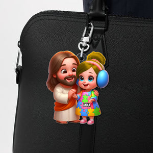 Personalized Gifts For Autism Kid Keychain, God Protect Him/ Her In His Arms 02qhtn050325 - Keychains - GoDuckee