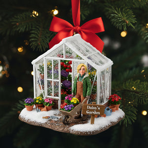 Festive Greenhouse Acrylic Ornament - Personalized Christmas Gift For Gardeners 01HULU240925 - Ornament - GoDuckee