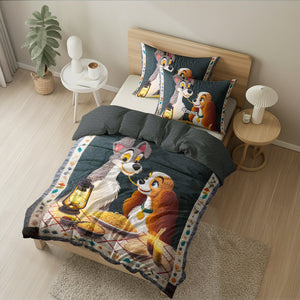 Personalized Gifts For Couple Quilt Bedding Set Special Line, Cartoon Dog Character 05TGMH140125 - Blanket - GoDuckee