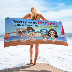 Today's Forecast Cruising With A Chance Of Drinking - Personalized Beach Towel - Gift For Friend - Beach Towel - GoDuckee