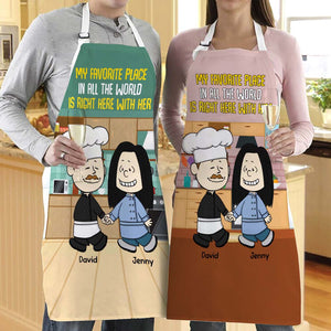 Personalized Gifts For Chef Couple Aprons 01xqtn130125hg My Favorite Place Is Right Here With You - Aprons - GoDuckee