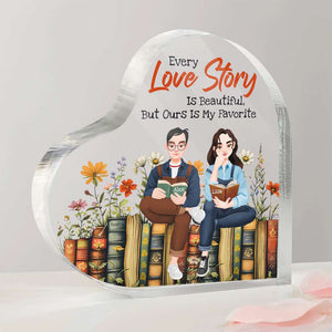 Personalized Gifts For Couple Heart Shaped Acrylic Plaque, Love Story Is Beautiful But Ours Is My Favorite 05TGMH051224PA - Shaped Plaques - GoDuckee