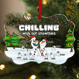 Chilling With Out Snowmies, Gift For Family, Personalized Acrylic Ornament, Snowman Family Ornament, Christmas Gift 05HTPO190723HA - Ornament - GoDuckee