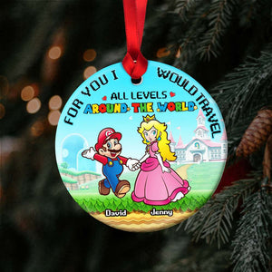 For You I Would Travel, Couple Gift, Personalized Ceramic Ornament, Gamer Couple Ornament, Christmas Gift 02NAHN130923 - Ornament - GoDuckee