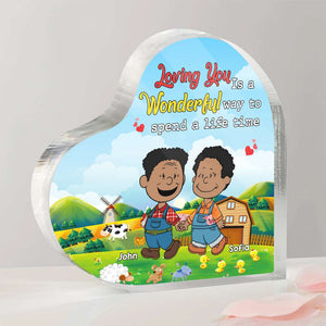 Personalized Gifts For Couple Farmer Heart Shaped Acrylic Plaque 04XQMH110125HG - Shaped Plaques - GoDuckee
