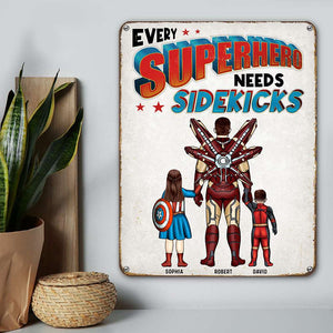 Gift For Father's Day, Super Dad And Kids 10ACQN170523TM Personalized Cut Metal Sign - Metal Wall Art - GoDuckee