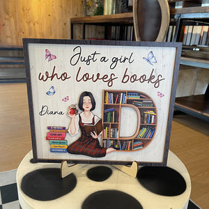 Personalized Gifts For Book Lover Wood Sign Just A Girl Who Loves Books - Wood Signs - GoDuckee