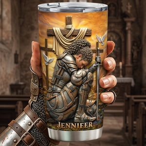 Kneeling Knight Woman Tumbler - Personalized Gifts For Christians 01huta170326 - Tumbler Cup - GoDuckee