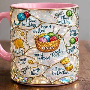 Hand Knitted Accent Mug - Personalized Gifts For Knitting Lovers 03TODT140126 - Coffee Mug - GoDuckee