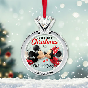 Our First Christmas As Mr And Mrs, Personalized Acrylic Ornament, PW-02QHTN041023, Xmas Gift For Couple, Anniversary Gift Idea - Ornament - GoDuckee