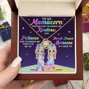 Thanks For Teaching Me Throat Punch, Personalized Love Knot Necklace, Mamacorn and Daughter Necklace, Gift For Mom - Jewelry - GoDuckee