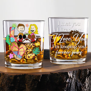 Personalized Gifts For Couple Round Whiskey Glass Summer Vacation 04XQQN150125PA - Whiskey Glass - GoDuckee