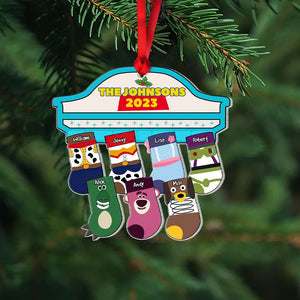 Gift For Family, Personalized Acrylic Ornament, Cartoon Socks Ornament, Christmas Gift 04QHHN261023 - Ornament - GoDuckee
