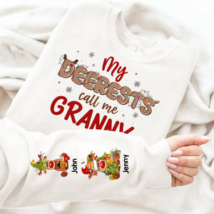 My Deerests Call Me Granny, Personalized Shirt For Grandma, Mom, Christmas Gift For Family, Cute Reindeer Xmas Shirt - AOP Products - GoDuckee