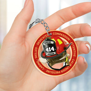Gift For Firefighter, Personalized Keychain, Firefighter Hat Keychain - Keychains - GoDuckee