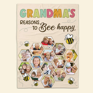 Grandma Reasons To Bee Happy, Personalized Blanket, Gifts For Grandparents - Blanket - GoDuckee