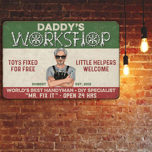 Daddy's Workshop Personalized Metal Sign, Gift For Dad, Father's Day Gift - Metal Wall Art - GoDuckee