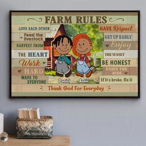 Personalized Gifts For Farmer Couples Canvas Print Farm Rules 02KALU150125HG - Poster & Canvas - GoDuckee