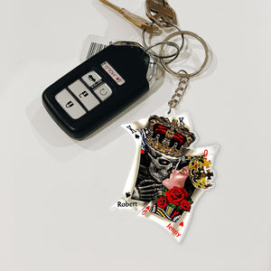 Gift For Couple, Personalized Keychain, King And Queen Skull Couple Keychain 02QHPO050723 - Keychains - GoDuckee