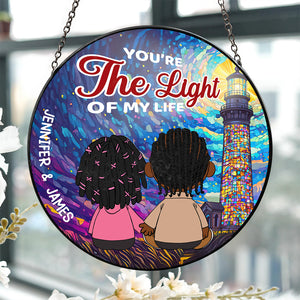 Personalized Gifts For Couple Stained Glass You're The Light Of My Life 03TODT130125HG - Ornament - GoDuckee