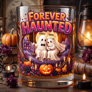 Forever Couple Halloween Round Glass - Personalized Gifts For Couple 07TOQN010826